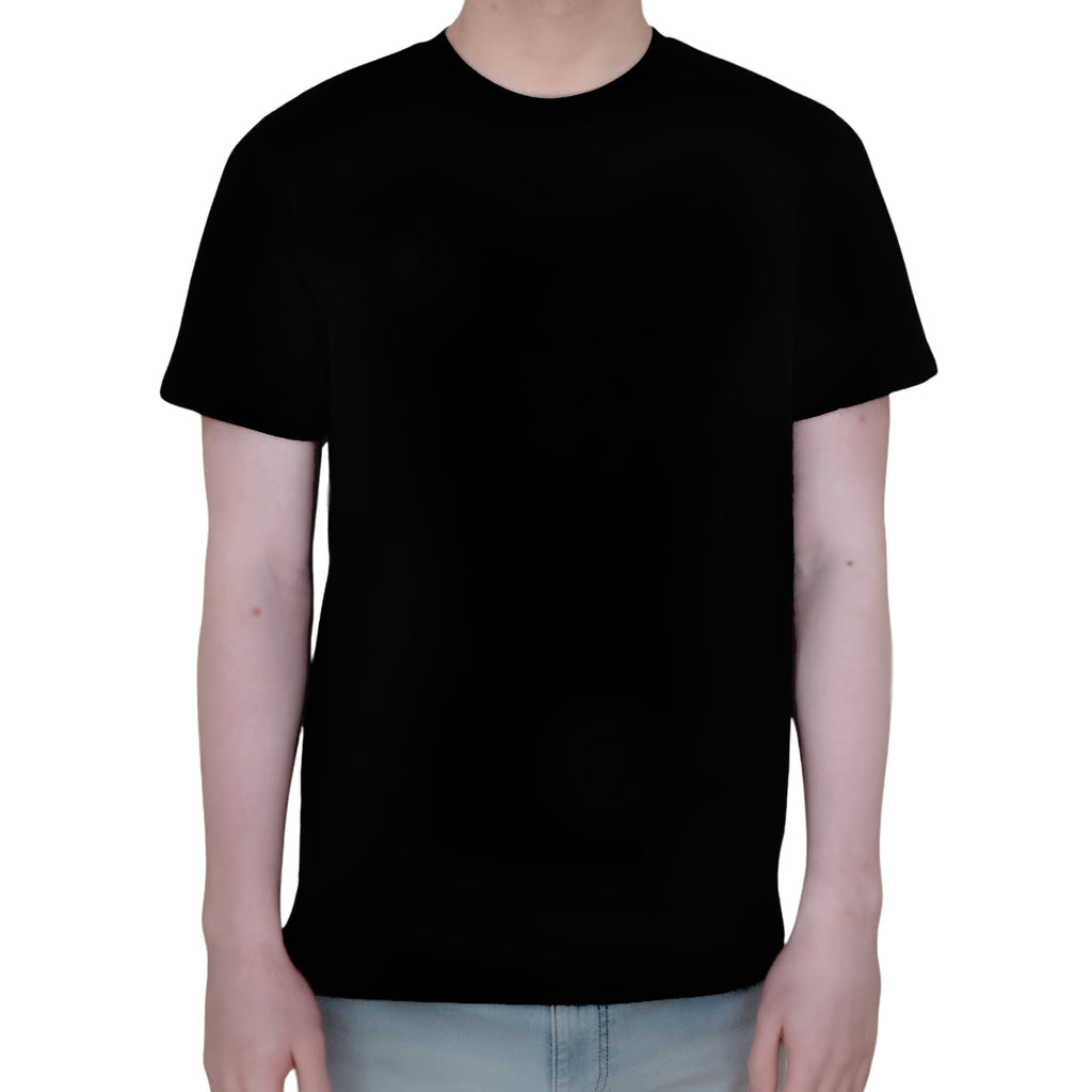 BP220 heavyweight blank T-shirt in black, front view on model
