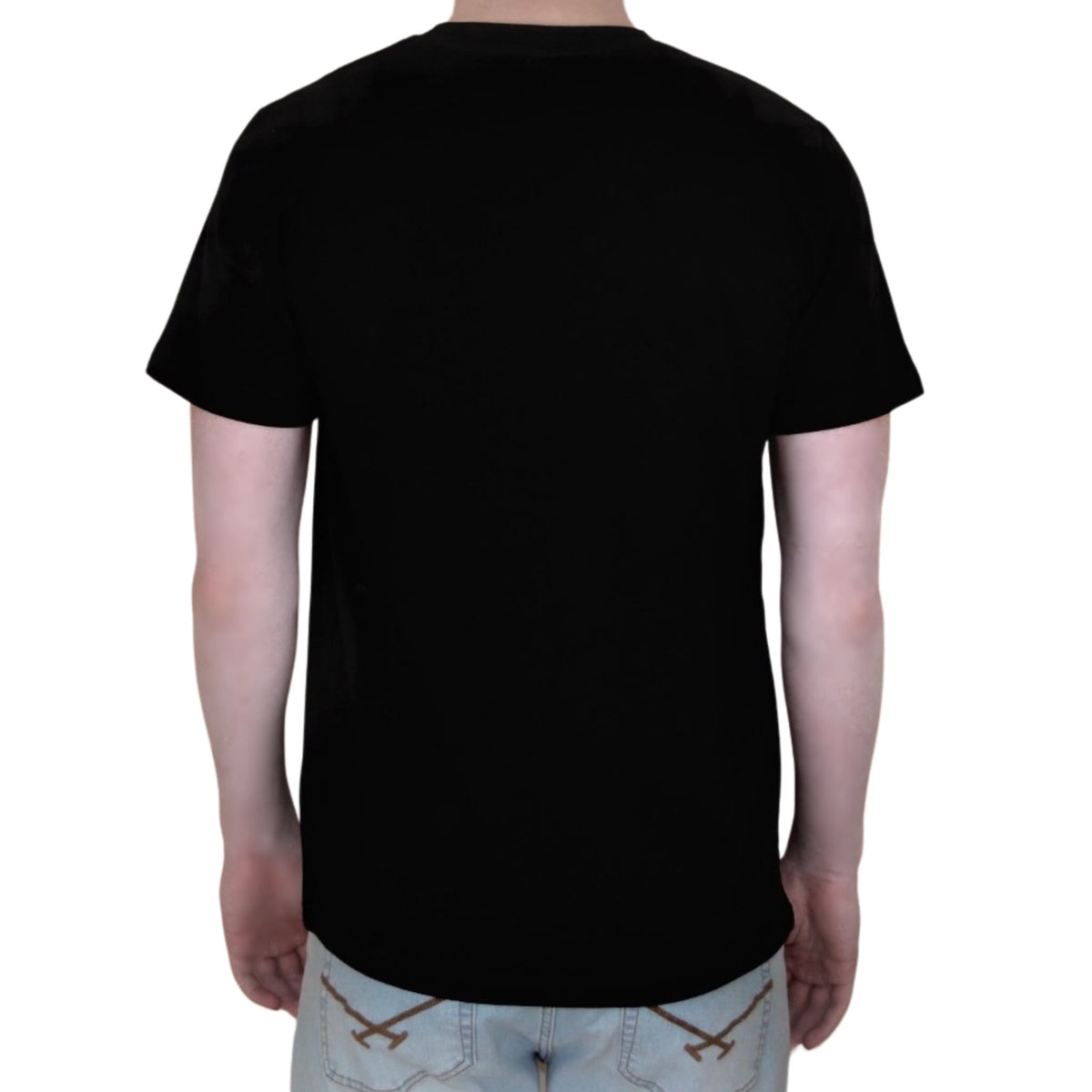 BP220 heavyweight blank T-shirt in black, back view on model