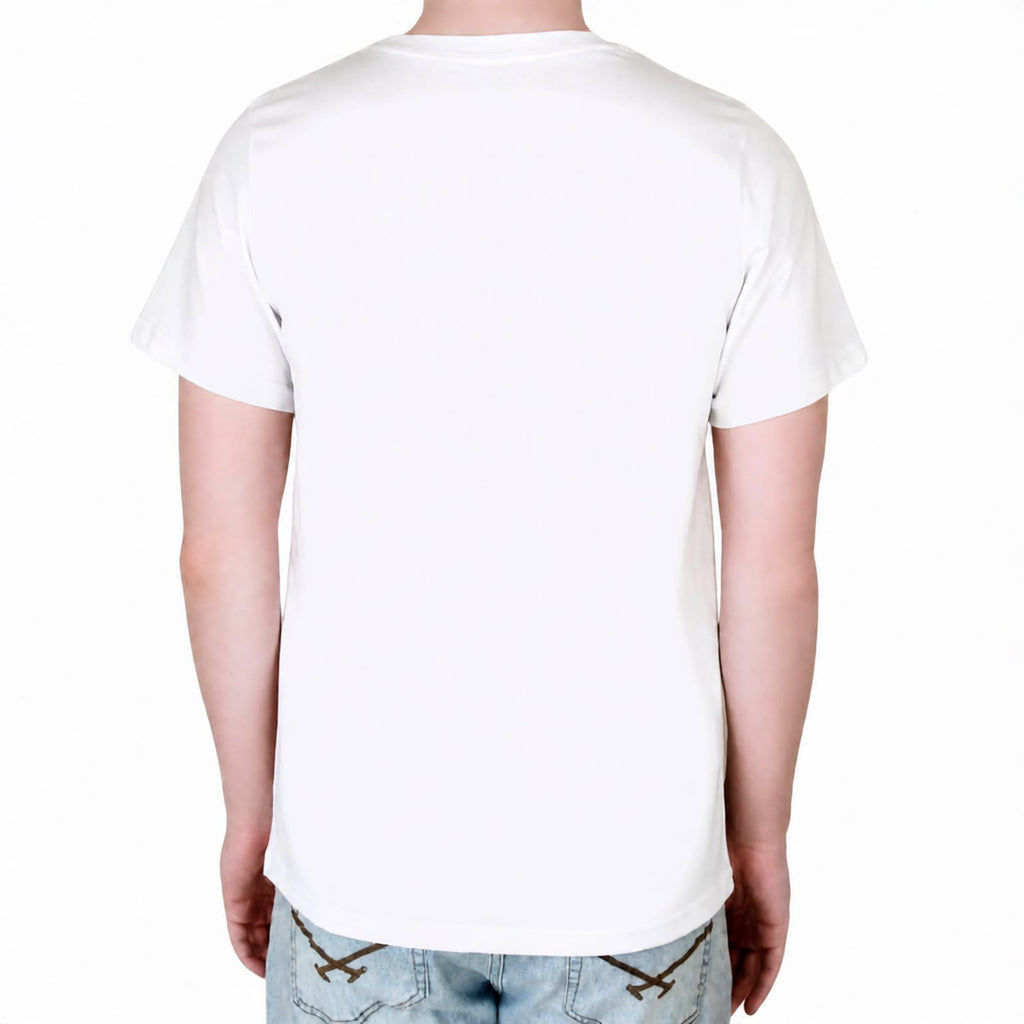 BP220 heavyweight blank T-shirt in white, back view on model