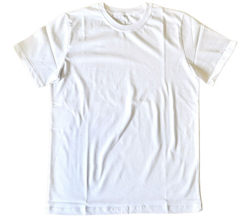 BP220 heavyweight blank T-shirt in white, laid flat, front view