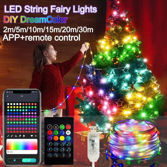 Dreamcolor Rgb Led Strip Bluetooth Smart String Fairy Lights Christmas Garland Light Waterproof